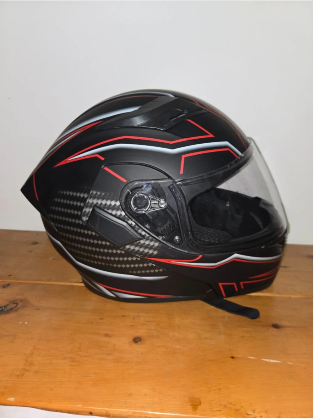 ILM Full Face Motorcycle Helmet DOT Certified Black Red Adult Size Large 59-60cm